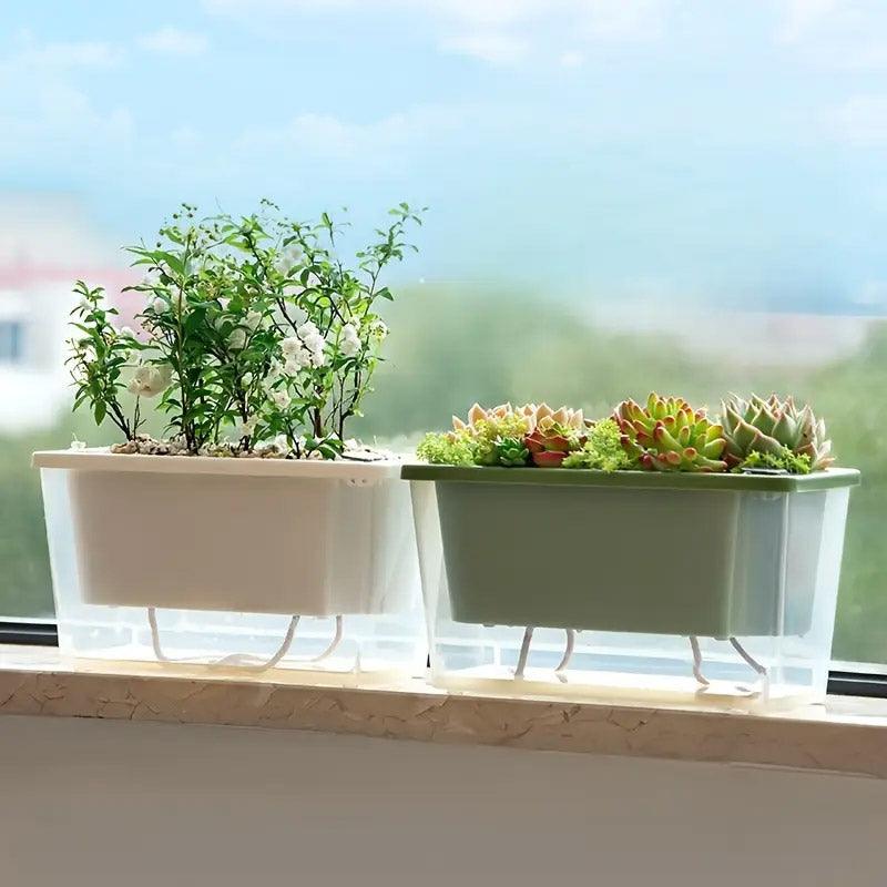 Balcony Vegetable Pot Planter Lazy Self Priming Flower Pot for Indoor Gardening - Green V528-PLANTER-POT-GREEN-299818
