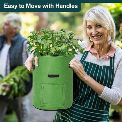10 Gallon Potato Grow Planter Container Bag Pouch Root Plant Growing Pot Side Window - Black V528-PLANTINGBAG-BLACK-L-6452422