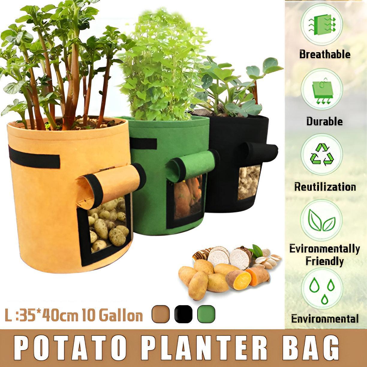 10 Gallon Potato Grow Planter Container Bag Pouch Root Plant Growing Pot Side Window - Brown V528-PLANTINGBAG-CAMEL-L-958711