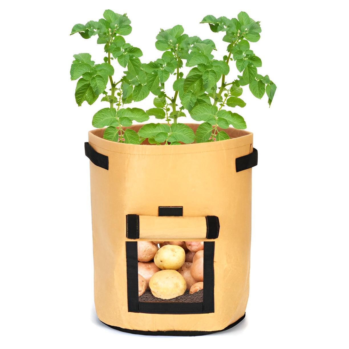 10 Gallon Potato Grow Planter Container Bag Pouch Root Plant Growing Pot Side Window - Brown V528-PLANTINGBAG-CAMEL-L-958711