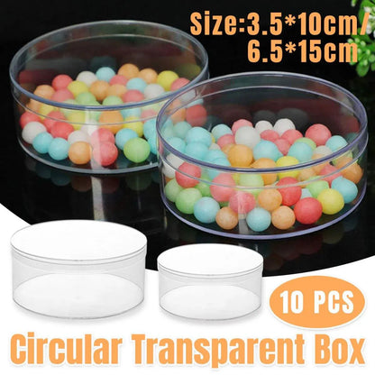 10pcs Clear Round Gift Boxes Plastic Candy Storage Containers for Party Favors - 15x6.5cm V528-PLASTIC-10PCS-150-65-404341