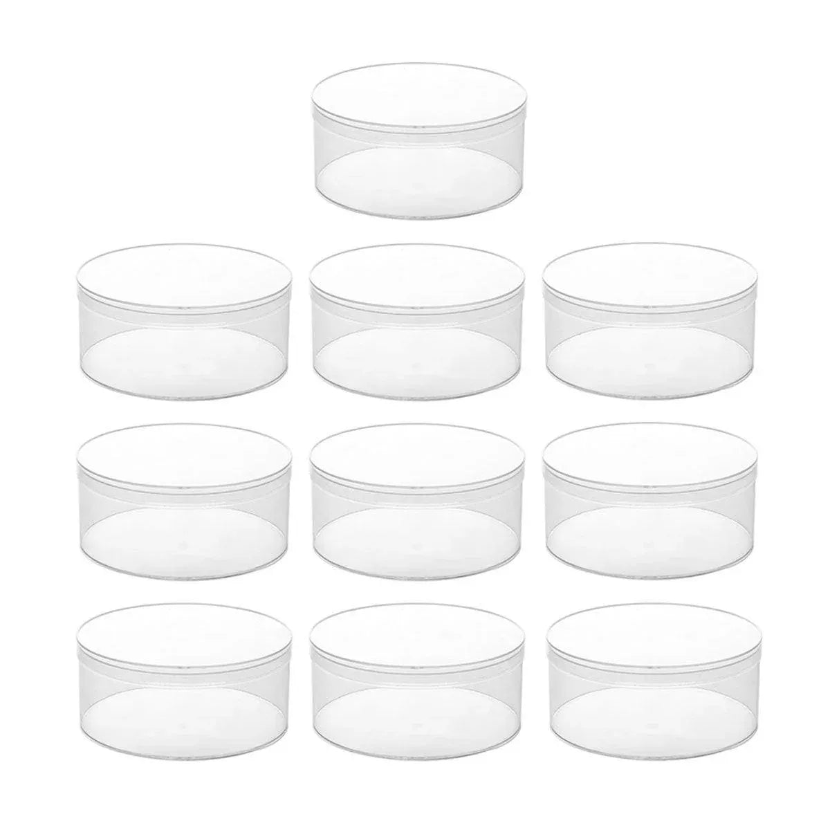 10pcs Clear Round Gift Boxes Plastic Candy Storage Containers for Party Favors - 15x6.5cm V528-PLASTIC-10PCS-150-65-404341