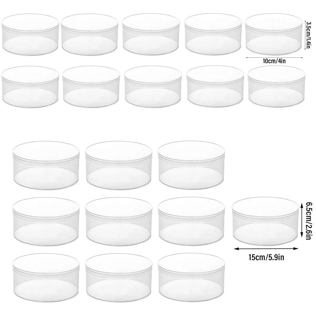 10pcs Clear Round Gift Boxes Plastic Candy Storage Containers for Party Favors - 15x6.5cm V528-PLASTIC-10PCS-150-65-404341
