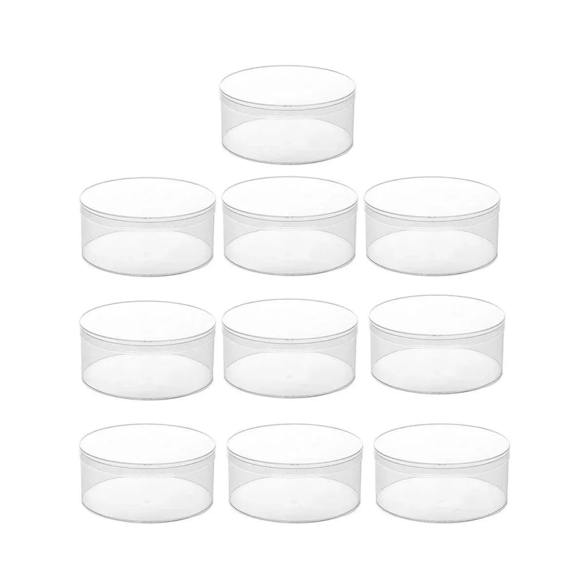 10pcs Clear Round Gift Boxes Plastic Candy Storage Containers for Party Favors - 15x6.5cm V528-PLASTIC-10PCS-150-65-404341