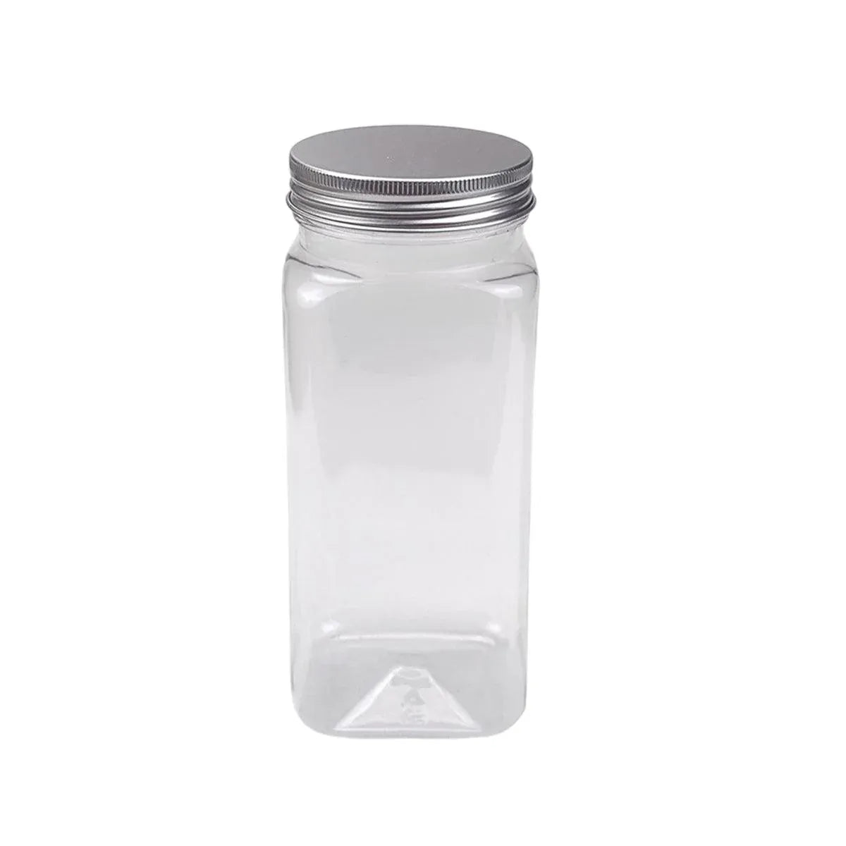 20pcs Square Transparent Plastic Bottle with Aluminum Cap Sealed Jar for Food Storage - 550ml V528-PLASTIC-BOTTLE-20PCS-245929