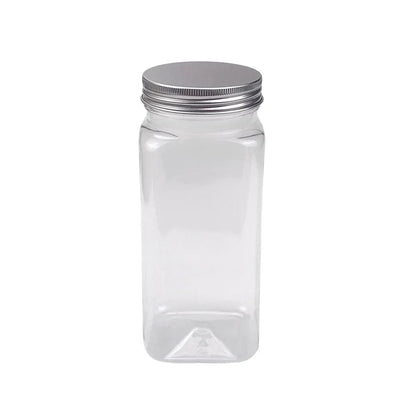 20pcs Square Transparent Plastic Bottle with Aluminum Cap Sealed Jar for Food Storage - 550ml V528-PLASTIC-BOTTLE-20PCS-245929