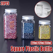 20pcs Square Transparent Plastic Bottle with Aluminum Cap Sealed Jar for Food Storage - 550ml V528-PLASTIC-BOTTLE-20PCS-245929