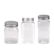 20pcs Square Transparent Plastic Bottle with Aluminum Cap Sealed Jar for Food Storage - 550ml V528-PLASTIC-BOTTLE-20PCS-245929