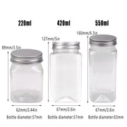 20pcs Square Transparent Plastic Bottle with Aluminum Cap Sealed Jar for Food Storage - 550ml V528-PLASTIC-BOTTLE-20PCS-245929