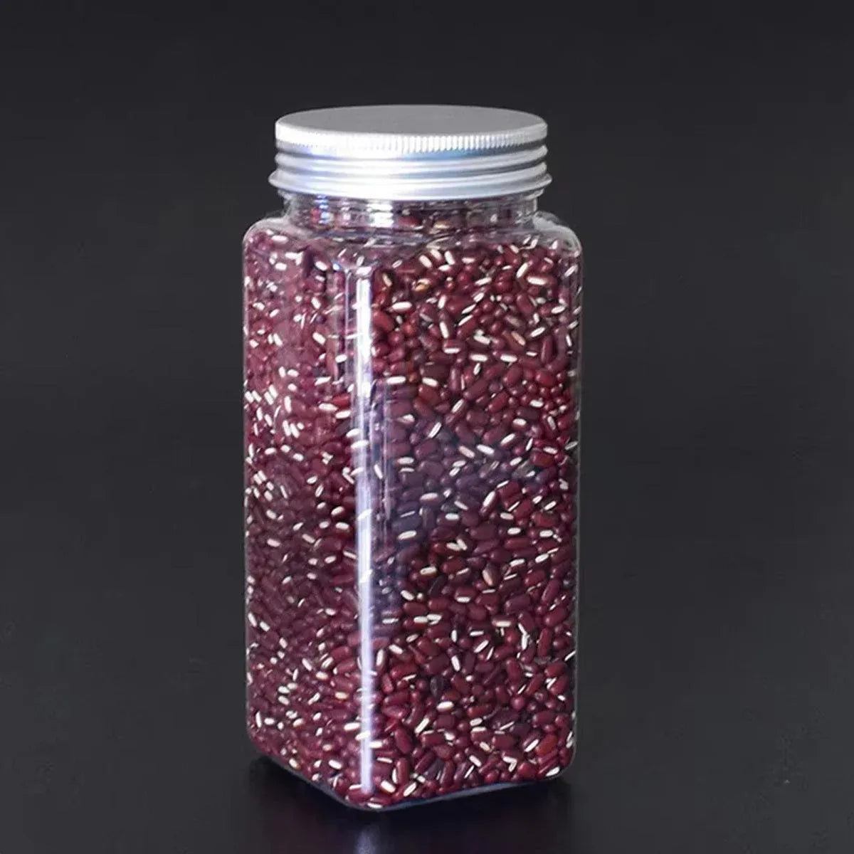 20pcs Square Transparent Plastic Bottle with Aluminum Cap Sealed Jar for Food Storage - 550ml V528-PLASTIC-BOTTLE-20PCS-245929