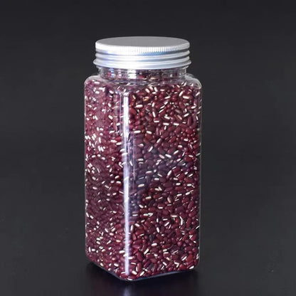 20pcs Square Transparent Plastic Bottle with Aluminum Cap Sealed Jar for Food Storage - 550ml V528-PLASTIC-BOTTLE-20PCS-245929