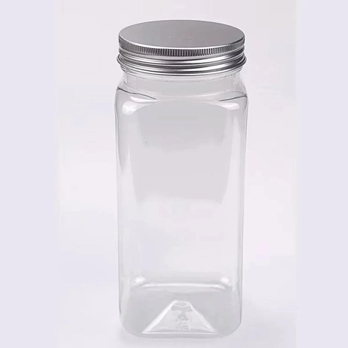 20pcs Square Transparent Plastic Bottle with Aluminum Cap Sealed Jar for Food Storage - 550ml V528-PLASTIC-BOTTLE-20PCS-245929