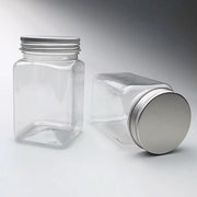 20pcs Square Transparent Plastic Bottle with Aluminum Cap Sealed Jar for Food Storage - 550ml V528-PLASTIC-BOTTLE-20PCS-245929