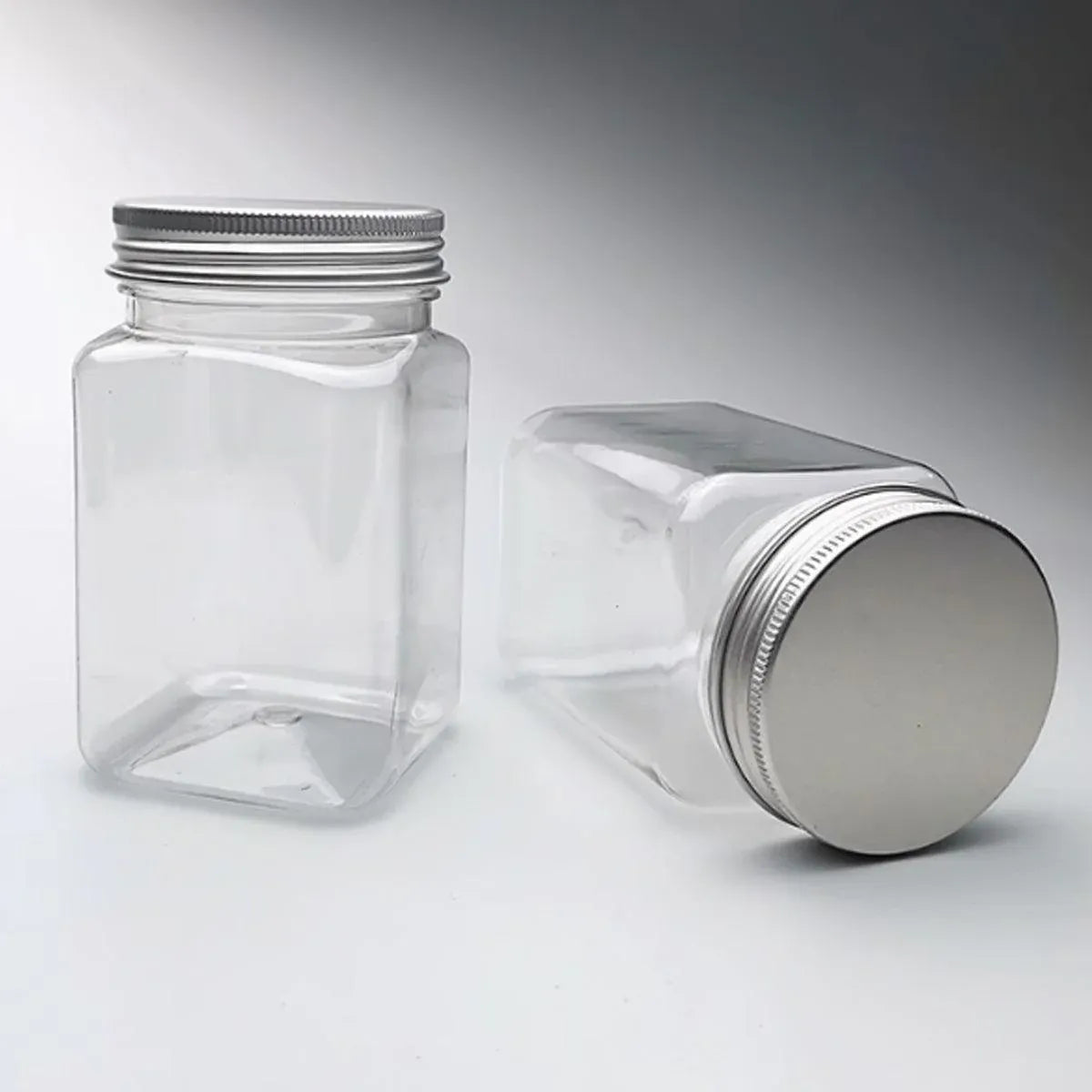 20pcs Square Transparent Plastic Bottle with Aluminum Cap Sealed Jar for Food Storage - 550ml V528-PLASTIC-BOTTLE-20PCS-245929