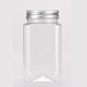 20pcs Square Transparent Plastic Bottle with Aluminum Cap Sealed Jar for Food Storage - 550ml V528-PLASTIC-BOTTLE-20PCS-245929