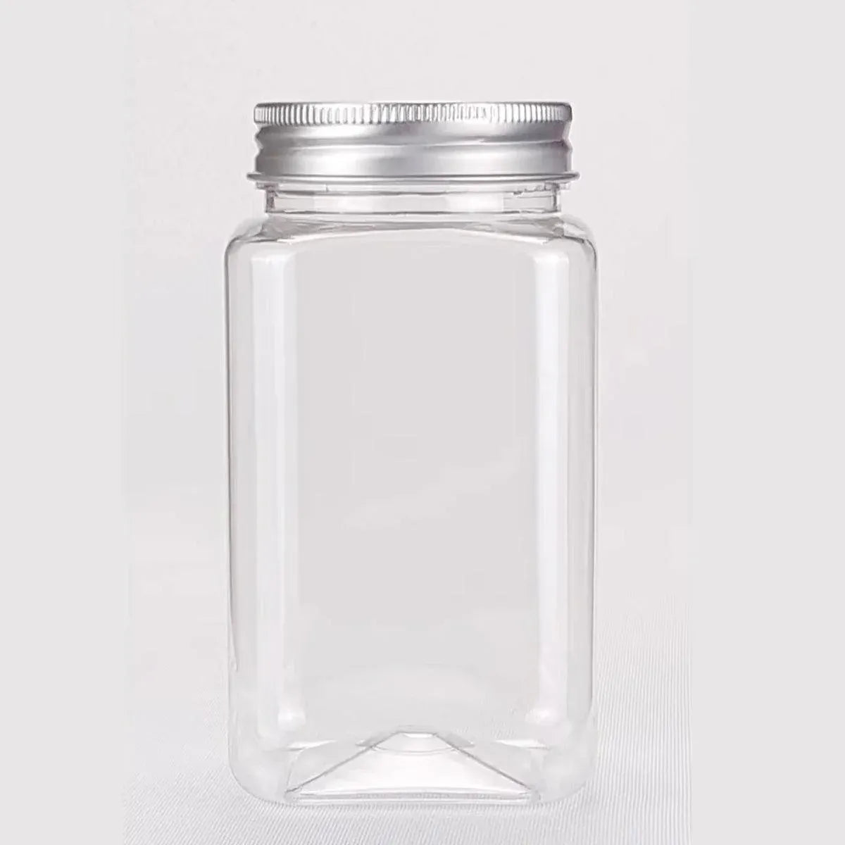 20pcs Square Transparent Plastic Bottle with Aluminum Cap Sealed Jar for Food Storage - 550ml V528-PLASTIC-BOTTLE-20PCS-245929
