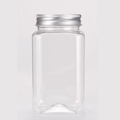 20pcs Square Transparent Plastic Bottle with Aluminum Cap Sealed Jar for Food Storage - 550ml V528-PLASTIC-BOTTLE-20PCS-245929
