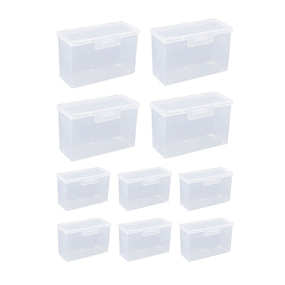 10PCS Card Storage Box Transparent Plastic Holder ID Business Card Organizer - Wide And Short V528-PLASTIC-BOX-WIDE-10PCS-506226