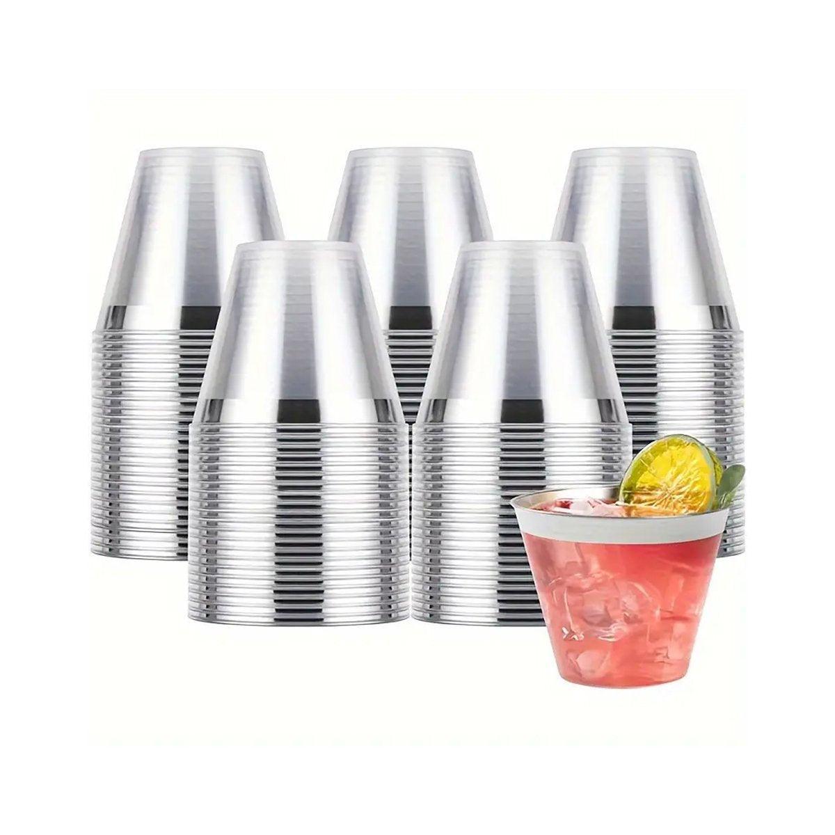 100pcs 9OZ Hot Gold Silver Plastic Wine Cup Western Food Cup Ice Cream - Gold V528-PLASTIC-CUP-100PCS-GOLD-158590