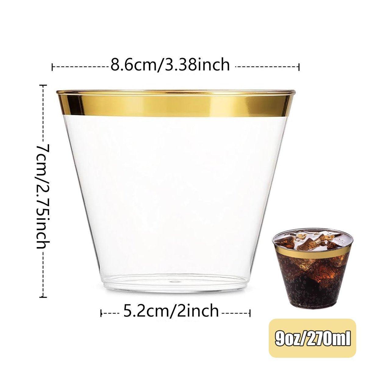 100pcs 9OZ Hot Gold Silver Plastic Wine Cup Western Food Cup Ice Cream - Rose Gold V528-PLASTIC-CUP-100PCS-ROSE-GOLD-586555