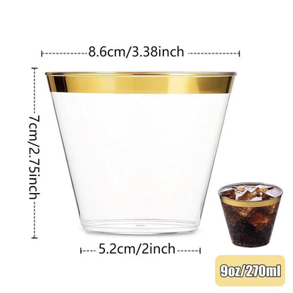 100pcs 9OZ Hot Gold Silver Plastic Wine Cup Western Food Cup Ice Cream - Rose Gold V528-PLASTIC-CUP-100PCS-ROSE-GOLD-586555