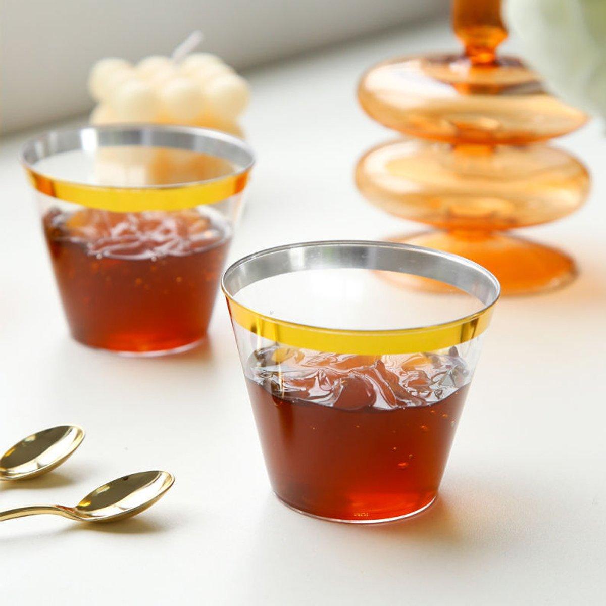 100pcs 9OZ Hot Gold Silver Plastic Wine Cup Western Food Cup Ice Cream - Rose Gold V528-PLASTIC-CUP-100PCS-ROSE-GOLD-586555