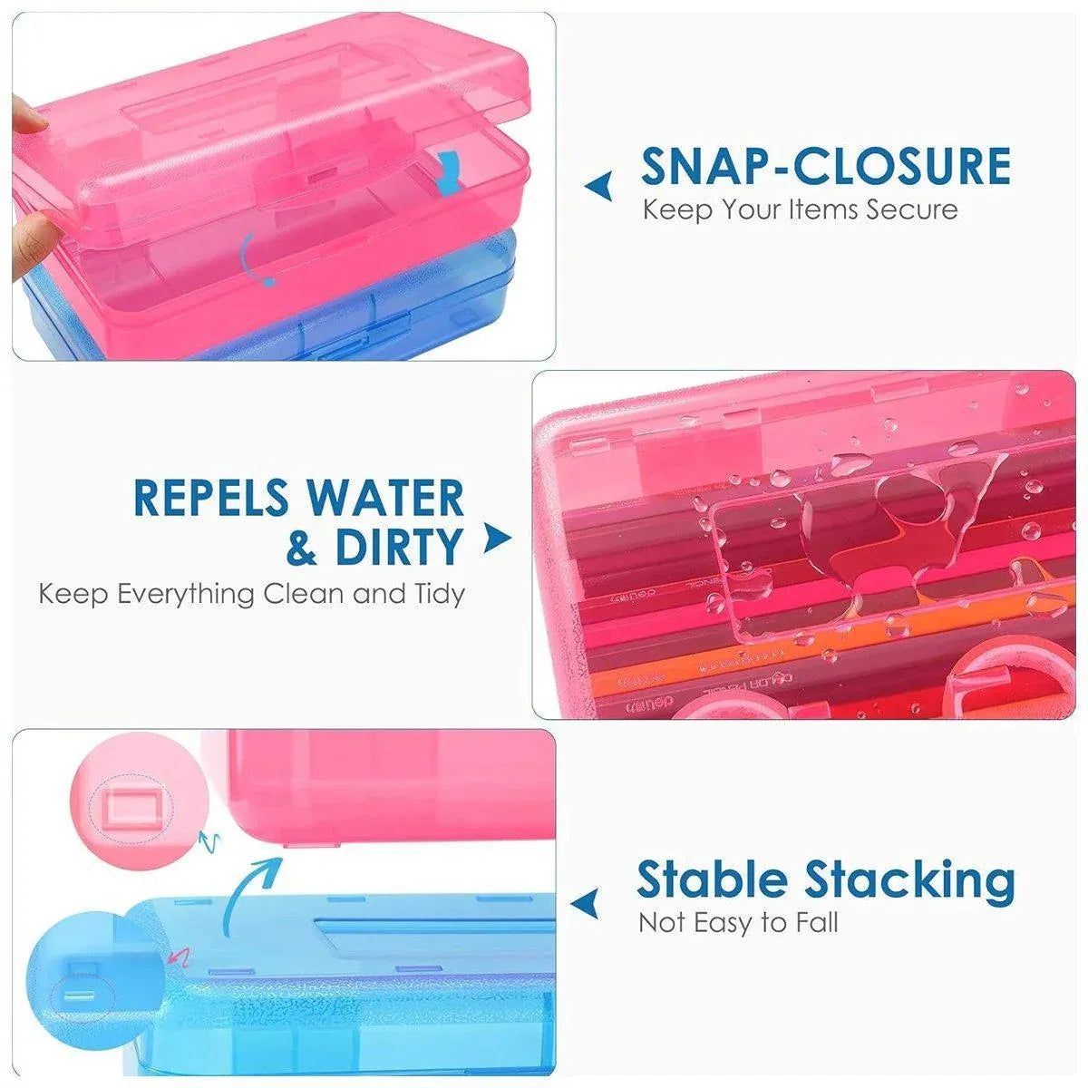 Large Capacity Transparent Plastic Pencil Case Multifunctional Student Art Box - Light Green V528-PLASTIC-PENCIL-CASE-GREEN-315745