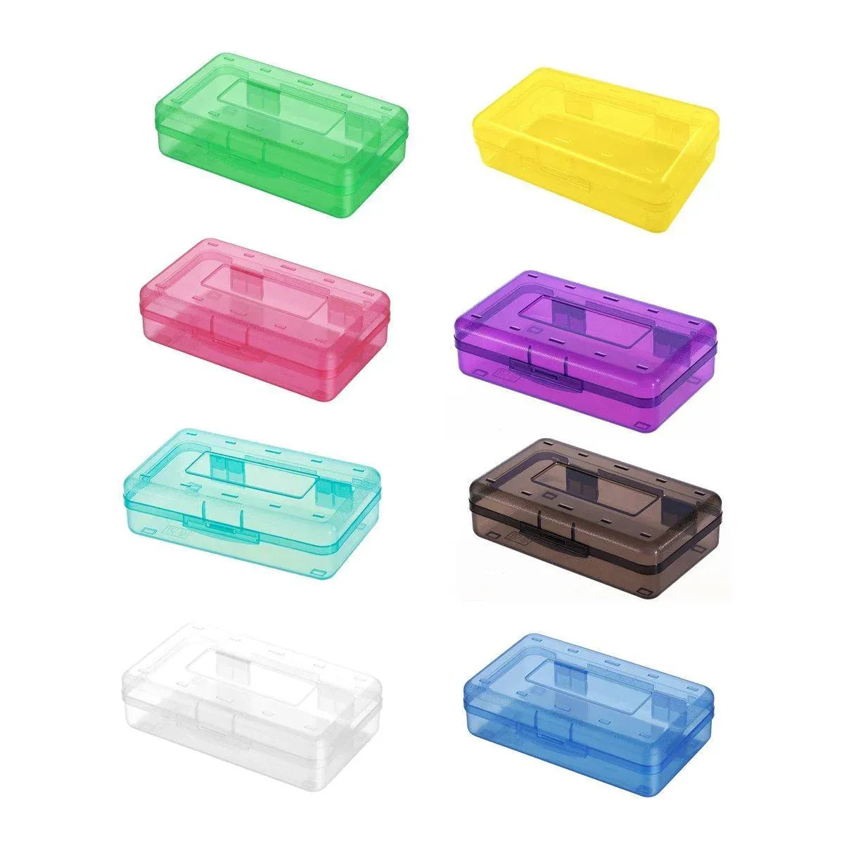 Large Capacity Transparent Plastic Pencil Case Multifunctional Student Art Box - Red V528-PLASTIC-PENCIL-CASE-RED-651305