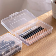 Large Capacity Transparent Plastic Pencil Case Multifunctional Student Art Box - Red V528-PLASTIC-PENCIL-CASE-RED-651305