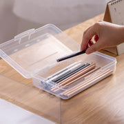 Large Capacity Transparent Plastic Pencil Case Multifunctional Student Art Box - Red V528-PLASTIC-PENCIL-CASE-RED-651305