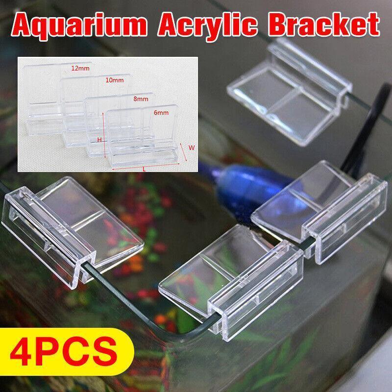 4Pcs Aquarium Fish Tank Glass Cover Support Holder Acrylic Clip Bracket 6/8/10/12mm - 10mm V528-PLASTICCLIPS-10MM-414022