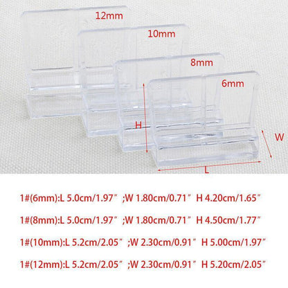 4Pcs Aquarium Fish Tank Glass Cover Support Holder Acrylic Clip Bracket 6/8/10/12mm - 10mm V528-PLASTICCLIPS-10MM-414022