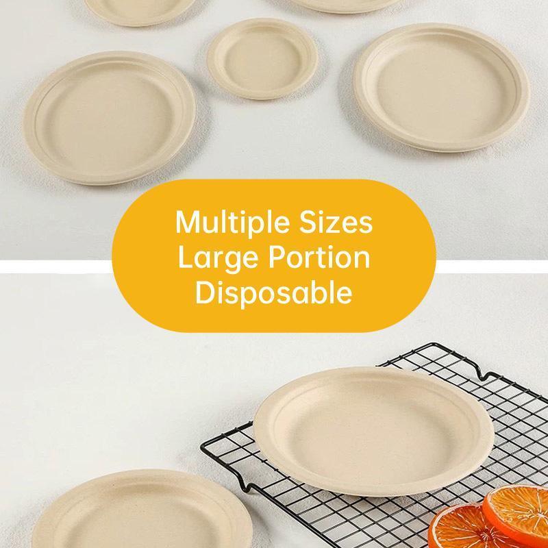 100x Biodegradable Sugarcane Paper Trays - Eco-Friendly & Durable for Food - 7inches-100pcs V528-PLATE-7INCHES-100PCS-457326