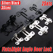2 Sets 90 Degree Sliding Door Latch Lock Catch Kit for Home Use - Flat-Silver-L V528-PLATE-DRAWING-L-SCREWS-2SET-285169
