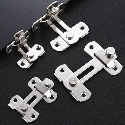 2 Sets 90 Degree Sliding Door Latch Lock Catch Kit for Home Use - Flat-Silver-L V528-PLATE-DRAWING-L-SCREWS-2SET-285169