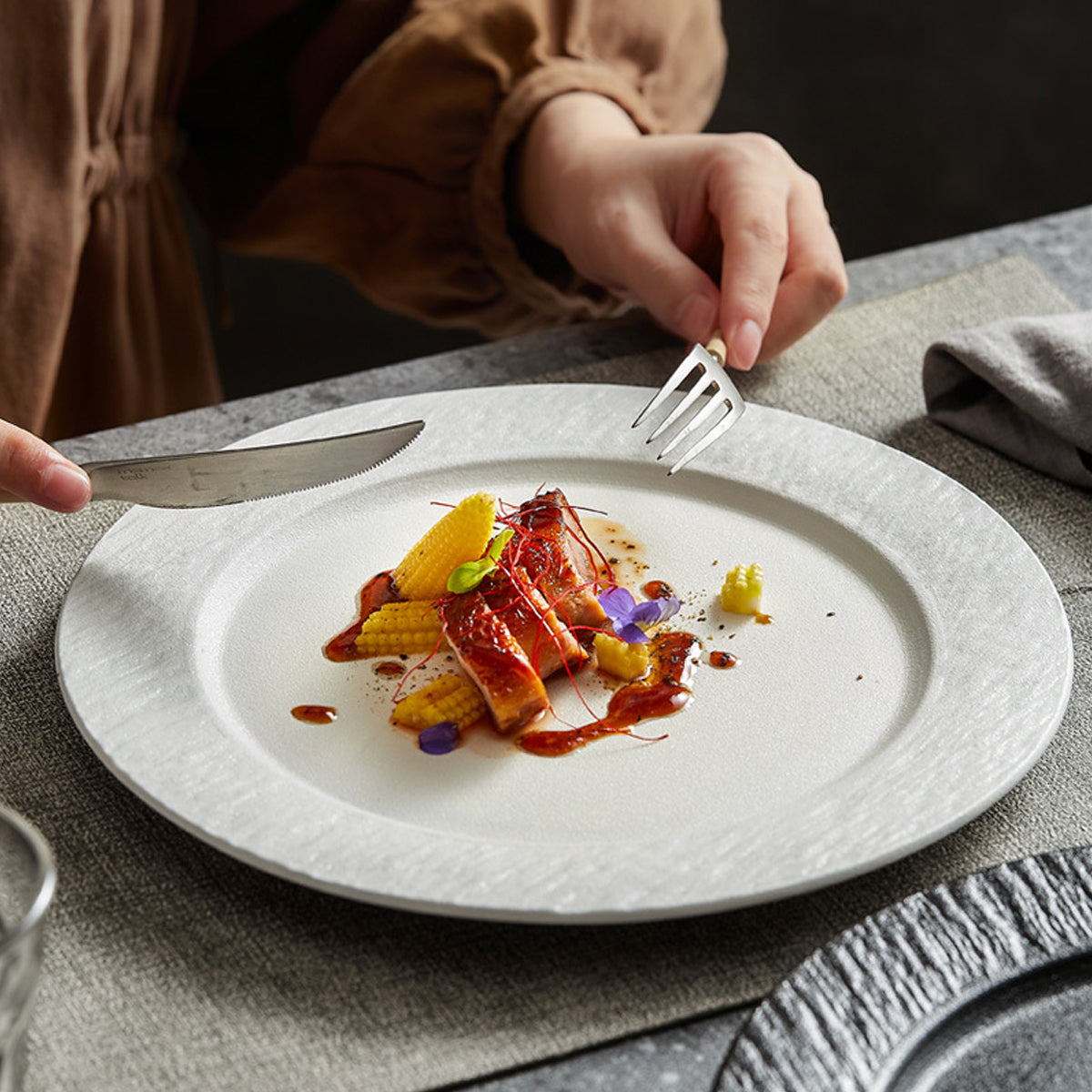 Ceramic Steak Vegetable Dessert Salad Plate Home Dinner Plate Kitchen Dining - 10.5inch