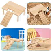 Hamster Wood Stand Platform with Ladder Small Animal Toy Hamster Rat Accessories - L-shape V528-PLATFORM-L-587395