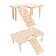 Hamster Wood Stand Platform with Ladder Small Animal Toy Hamster Rat Accessories - U-shape V528-PLATFORM-U-949869