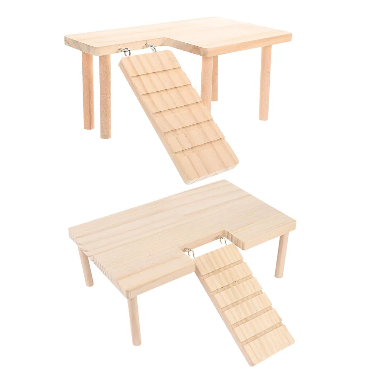 Hamster Wood Stand Platform with Ladder Small Animal Toy Hamster Rat Accessories - U-shape V528-PLATFORM-U-949869