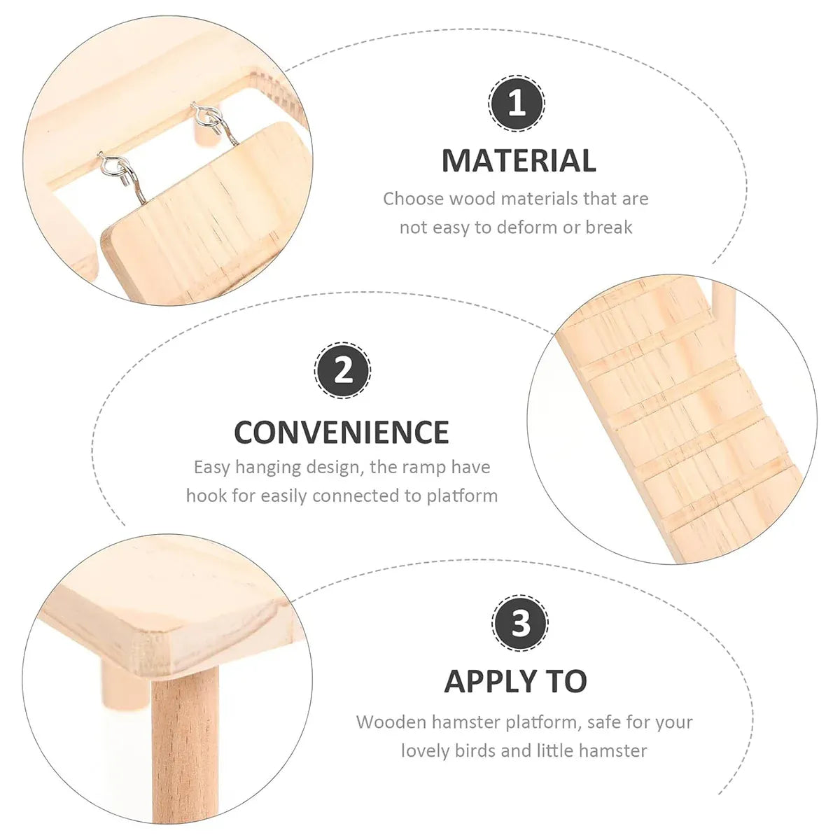 Hamster Wood Stand Platform with Ladder Small Animal Toy Hamster Rat Accessories - U-shape V528-PLATFORM-U-949869