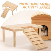 Hamster Wood Stand Platform with Ladder Small Animal Toy Hamster Rat Accessories - U-shape V528-PLATFORM-U-949869