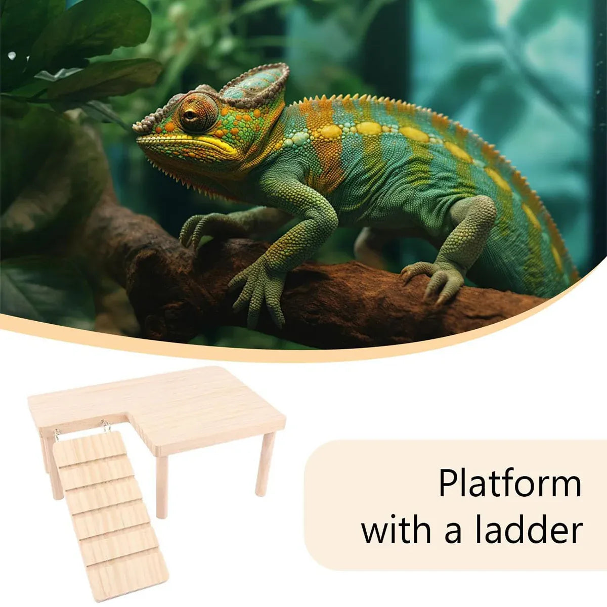 Hamster Wood Stand Platform with Ladder Small Animal Toy Hamster Rat Accessories - U-shape V528-PLATFORM-U-949869
