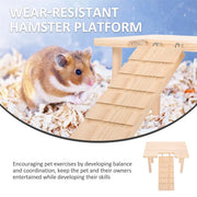 Hamster Wood Stand Platform with Ladder Small Animal Toy Hamster Rat Accessories - U-shape V528-PLATFORM-U-949869