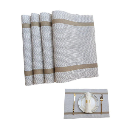 4X Anti-Slip Woven Placemat Waterproof Oil-proof Placemat Heat Resistant PVC Mat - Beige V528-PM-BEIGE-30-45-4PCS-790539