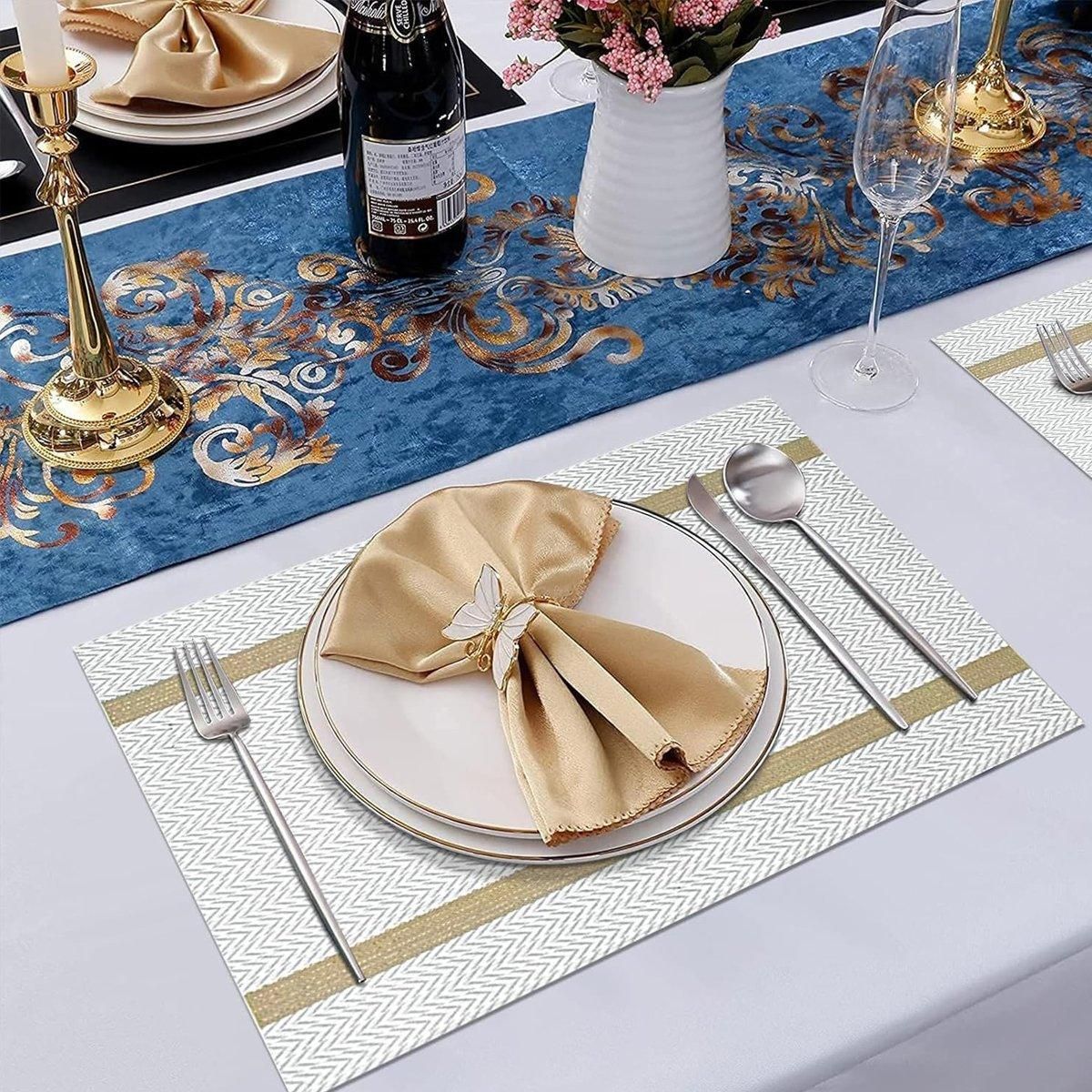 4X Anti-Slip Woven Placemat Waterproof Oil-proof Placemat Heat Resistant PVC Mat - Beige V528-PM-BEIGE-30-45-4PCS-790539