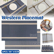4X Anti-Slip Woven Placemat Waterproof Oil-proof Placemat Heat Resistant PVC Mat - Blue V528-PM-BLUE-30-45-4PCS-290431
