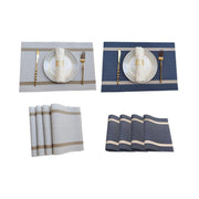 4X Anti-Slip Woven Placemat Waterproof Oil-proof Placemat Heat Resistant PVC Mat - Blue V528-PM-BLUE-30-45-4PCS-290431