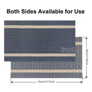 4X Anti-Slip Woven Placemat Waterproof Oil-proof Placemat Heat Resistant PVC Mat - Blue V528-PM-BLUE-30-45-4PCS-290431