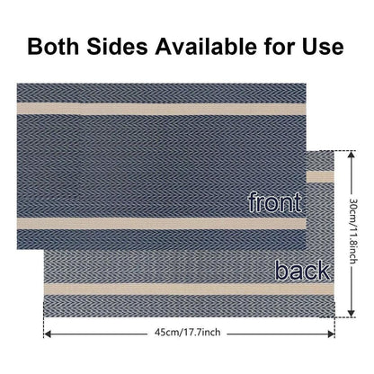 4X Anti-Slip Woven Placemat Waterproof Oil-proof Placemat Heat Resistant PVC Mat - Blue V528-PM-BLUE-30-45-4PCS-290431
