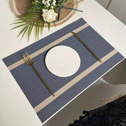 4X Anti-Slip Woven Placemat Waterproof Oil-proof Placemat Heat Resistant PVC Mat - Blue V528-PM-BLUE-30-45-4PCS-290431